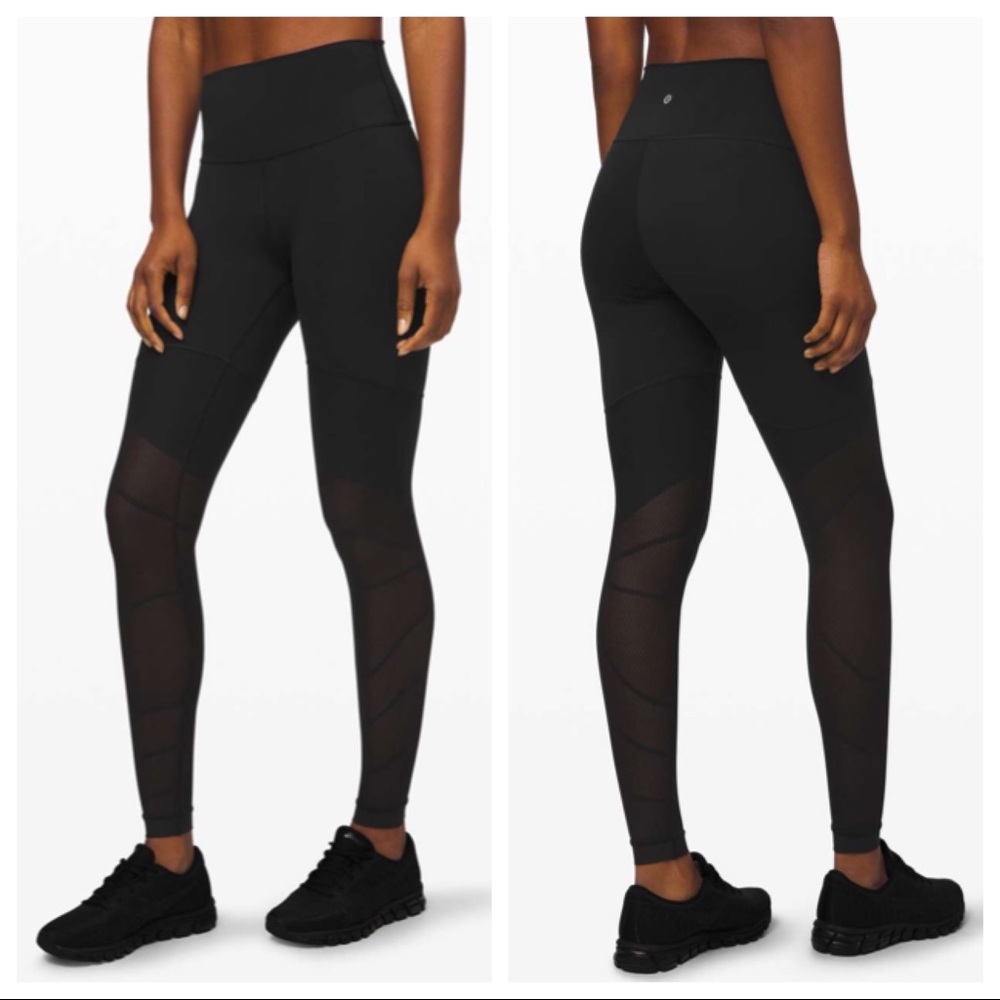 Lululemon Sheer Will High Rise Black Mesh Leggings - Picture 1 of 9